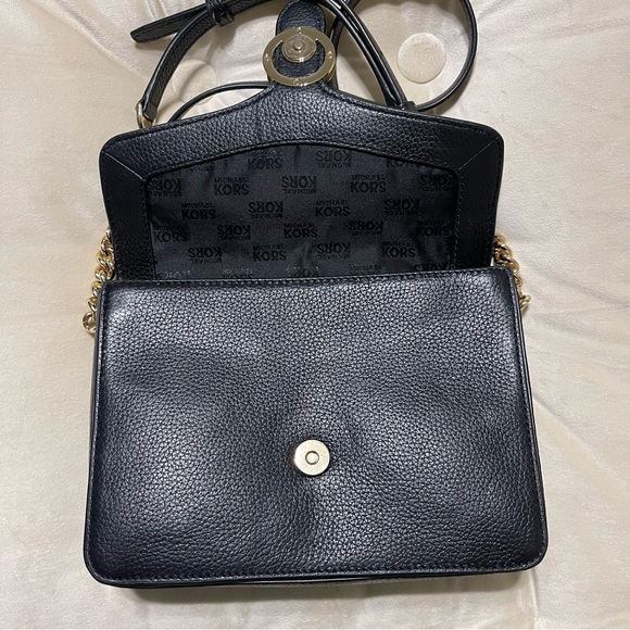 Michael Kors Black Leather Crossbody with Gold Chain - Picture 6 of 11